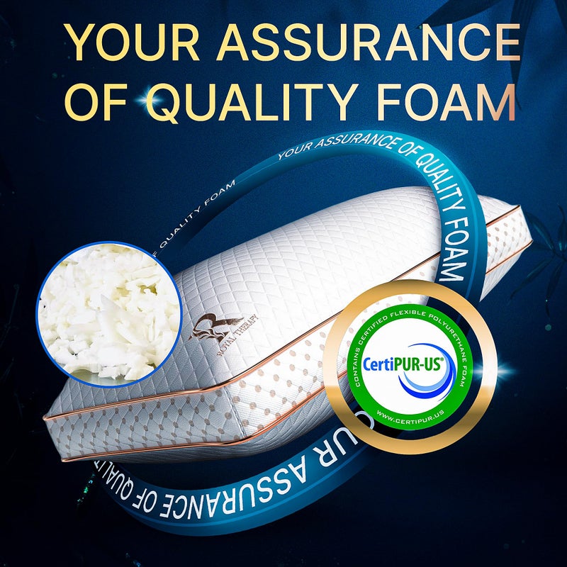Royal Therapy Queen Memory Foam Pillow, Adjustable Shredded Odor-Free Pillow for Neck & Shoulder Pain Relief, Support for Back, Stomach, Side Sleepers, AirFlowPRO - Image 2